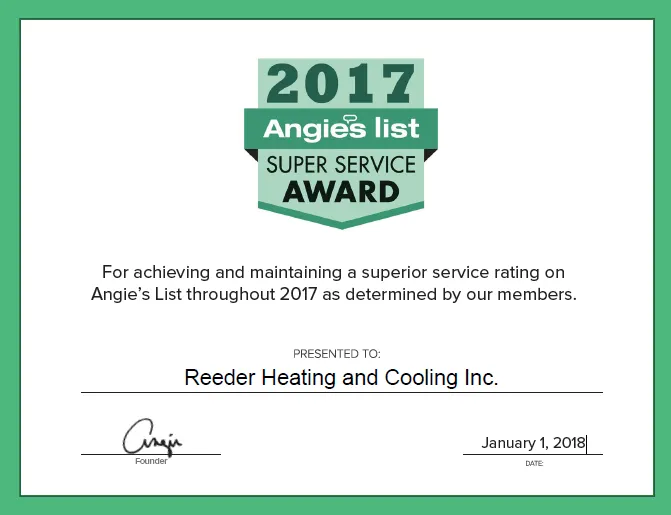 Slide of Reeder Heating and Cooling