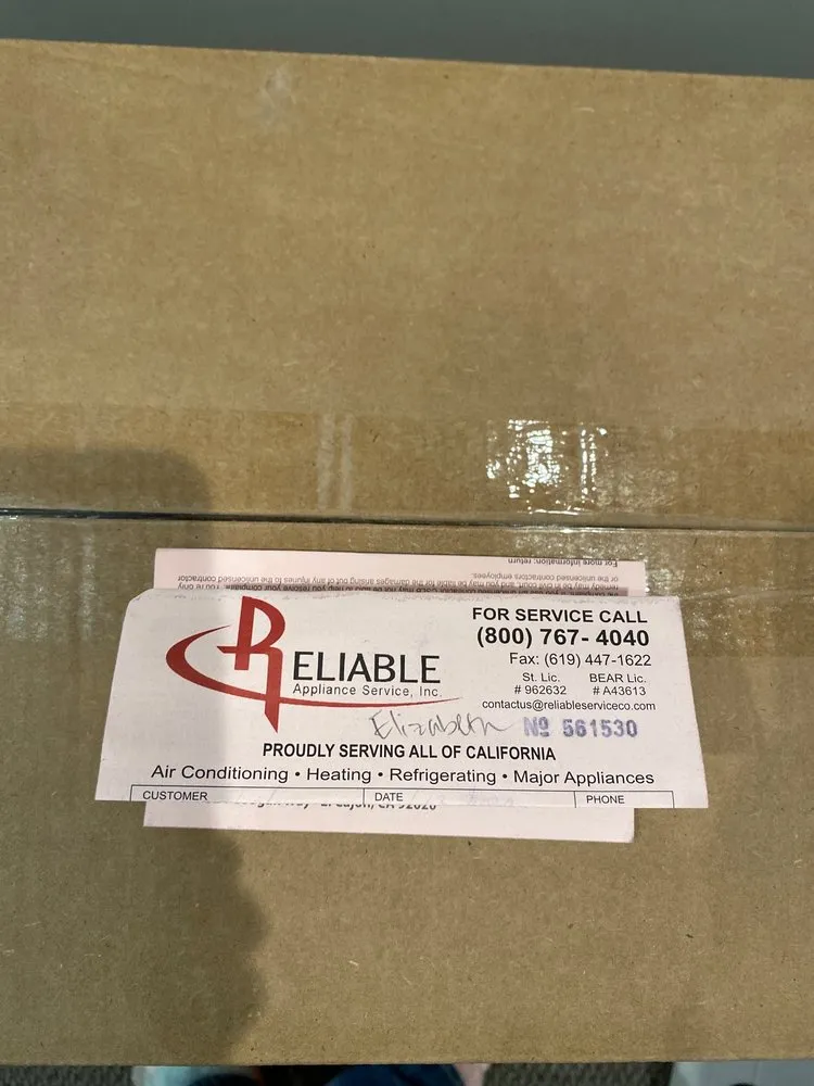 Slide of Reliable Appliance & Refrigeration Service