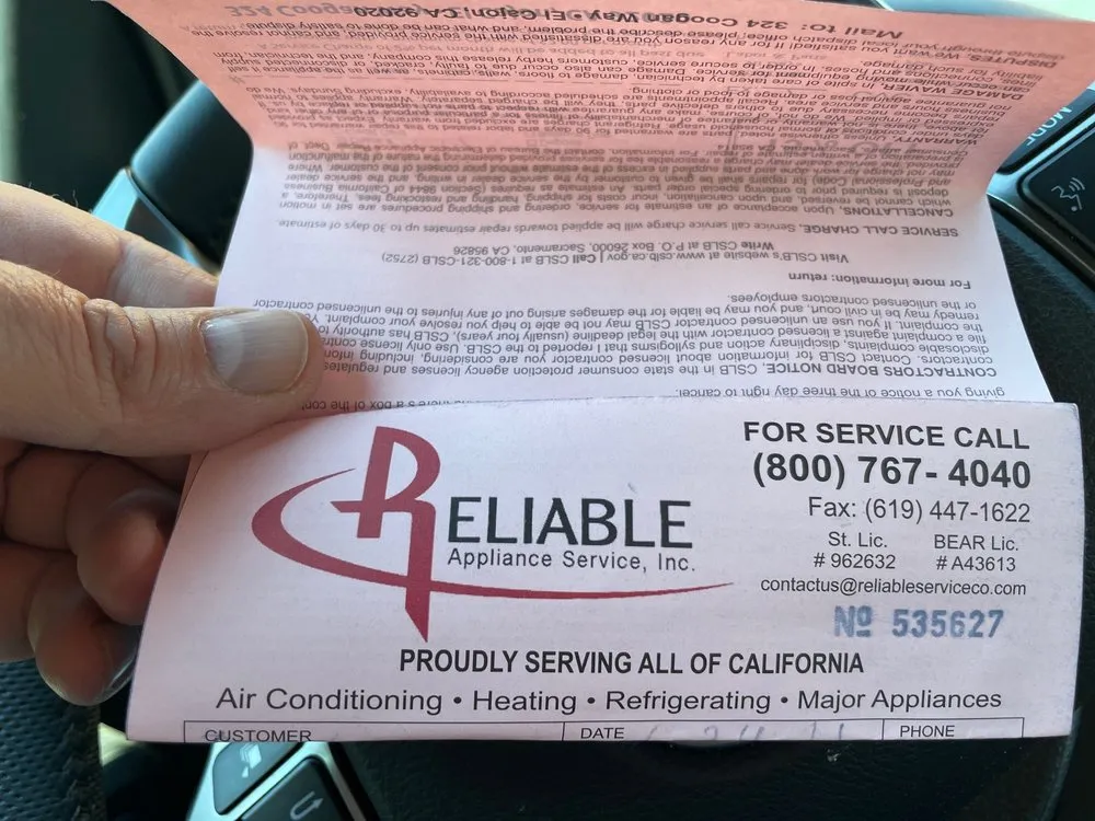 Slide of Reliable Appliance & Refrigeration Service