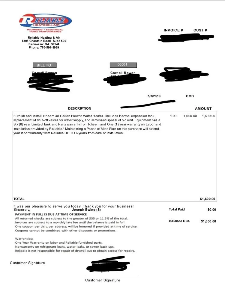 Slide of Reliable Heating & Air, Plumbing and Electrical