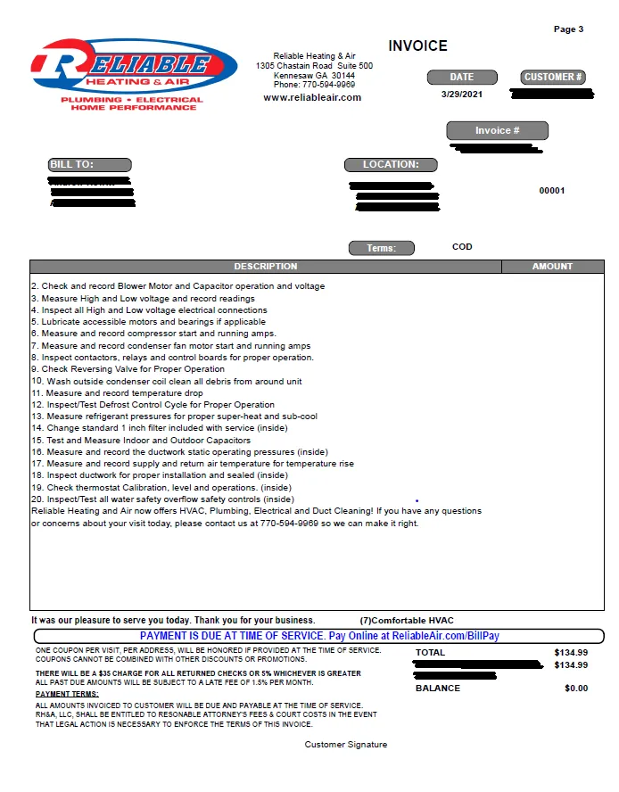 Slide of Reliable Heating & Air, Plumbing and Electrical