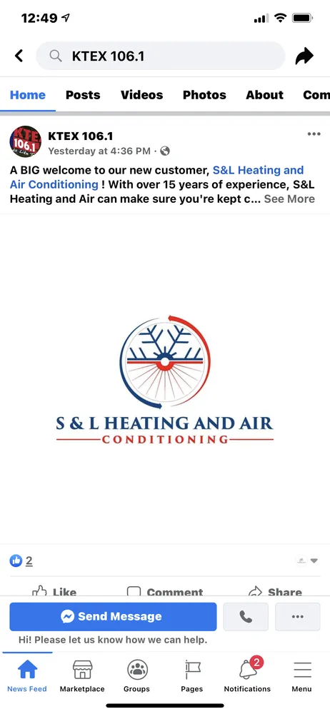 Slide of S & L Heating and Air