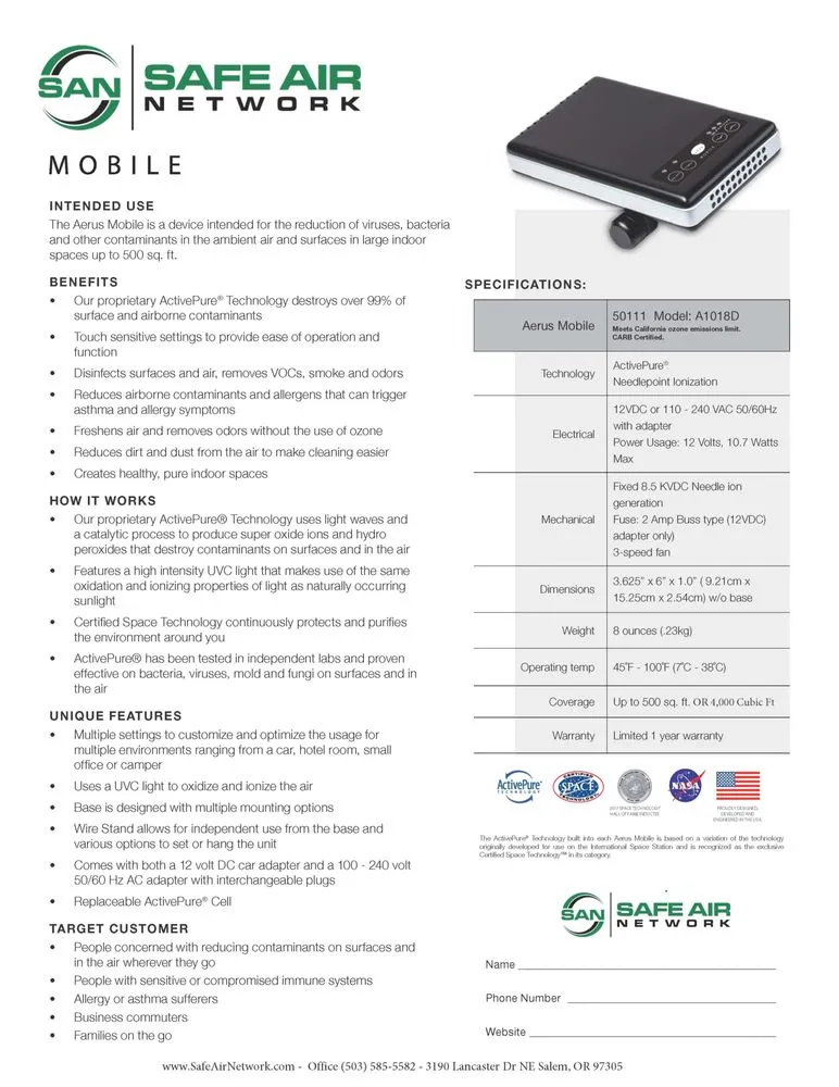 Slide of Safe Air Network