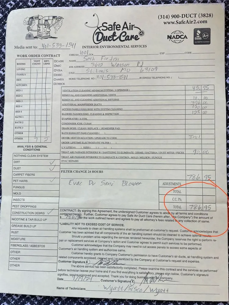 Slide of SafeAir Duct Care