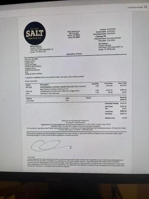 Slide of SALT Plumbing Air & Electric