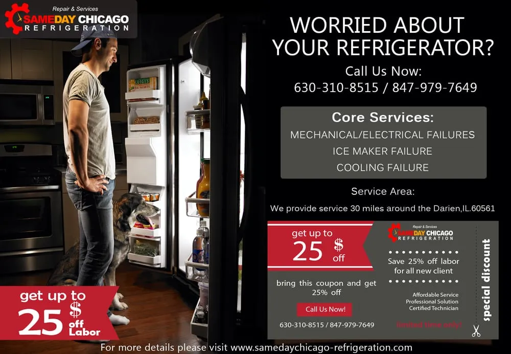 Slide of Same Day Chicago Refrigeration Repair Services