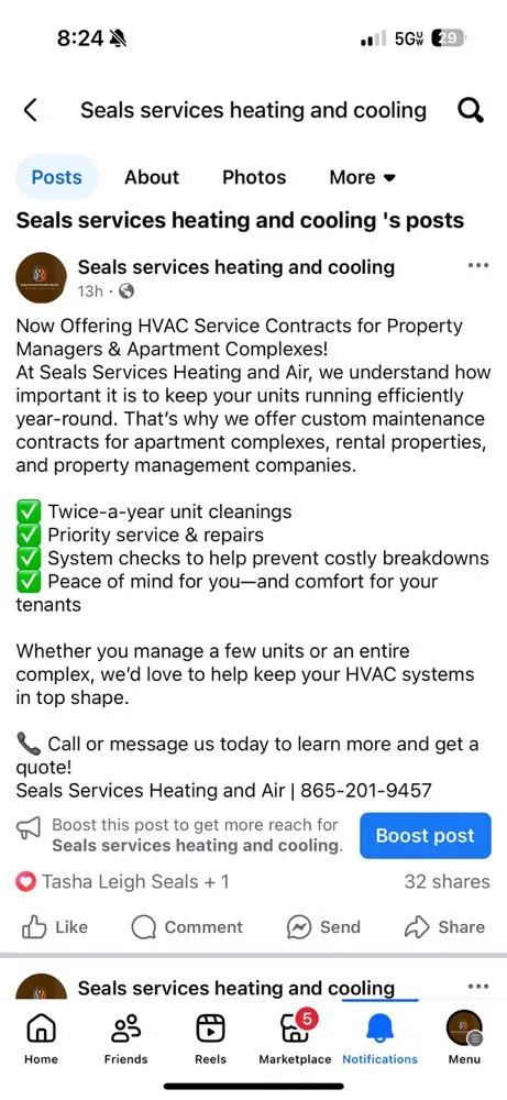 Slide of Seals Service Heating And Air