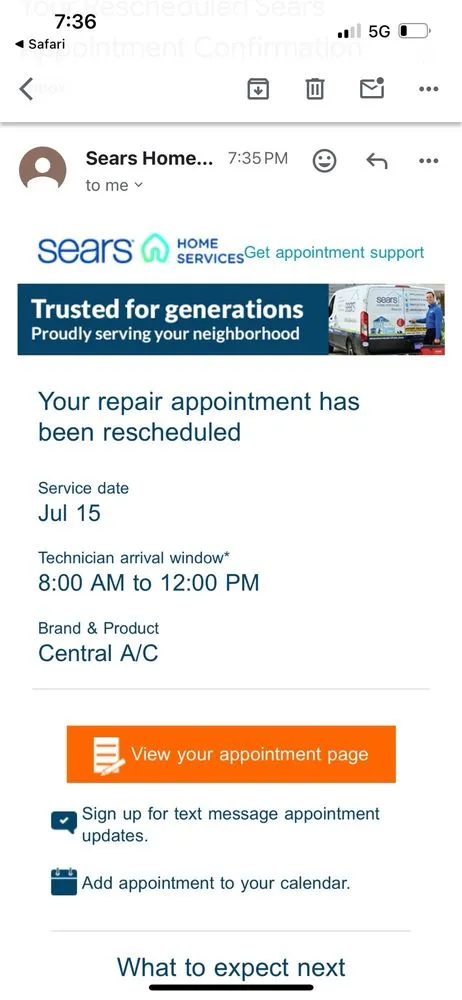 Slide of Sears Appliance Repair