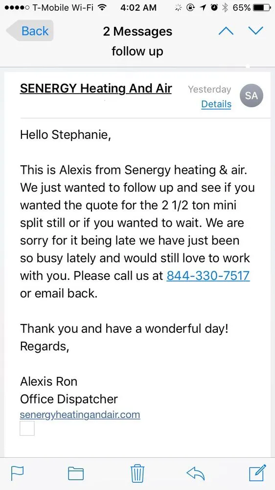 Slide of Senergy Plumbing Heating & Air