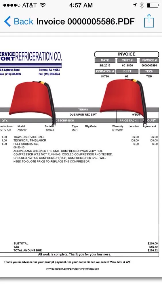 Slide of Service Port Refrigeration Co Inc