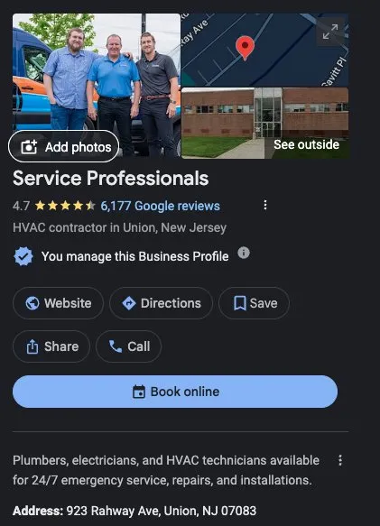 Slide of Service Professionals