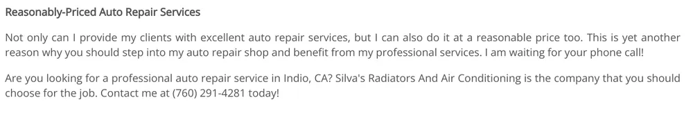 Slide of Silva's Radiators and Air Conditioning