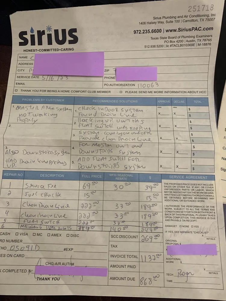 Slide of Sirius Plumbing and Air Conditioning