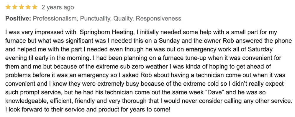 Slide of Springborn Heating & Air Conditioning