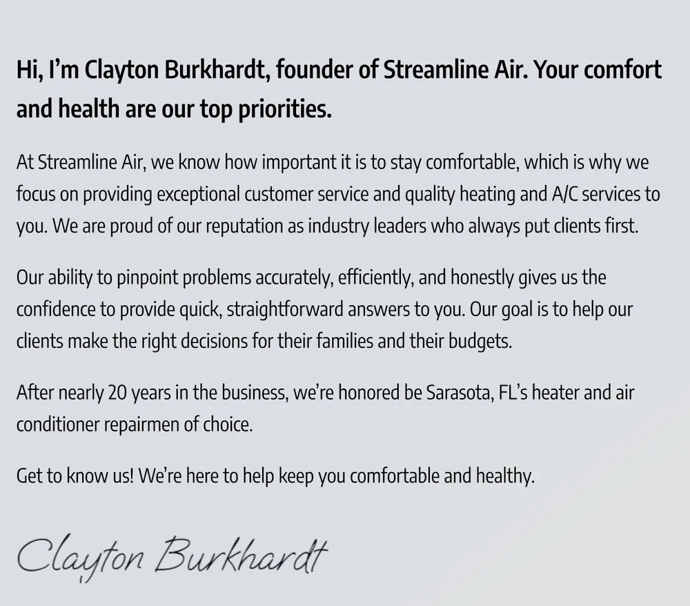 Slide of Streamline Heating and Air