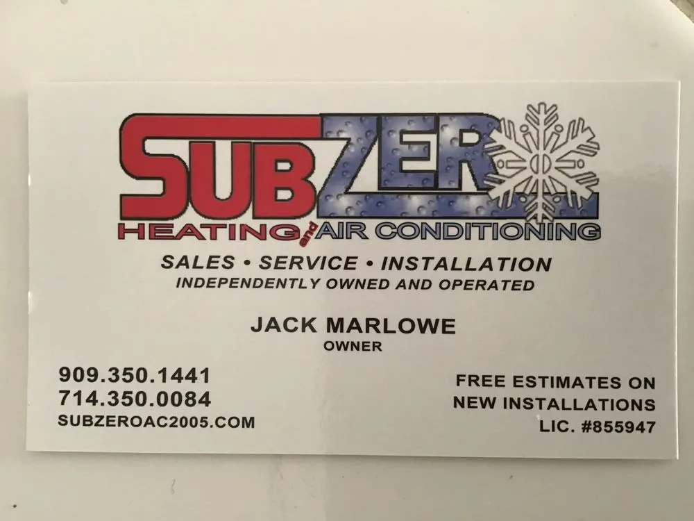 Slide of Subzero Heating and Air Conditioning