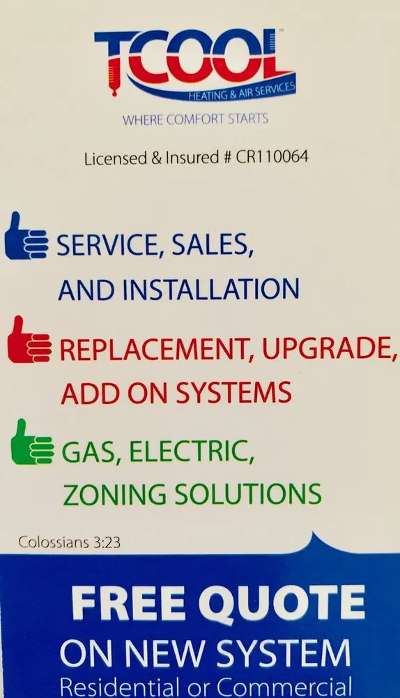 Slide of TCOOL Services Heating & Air