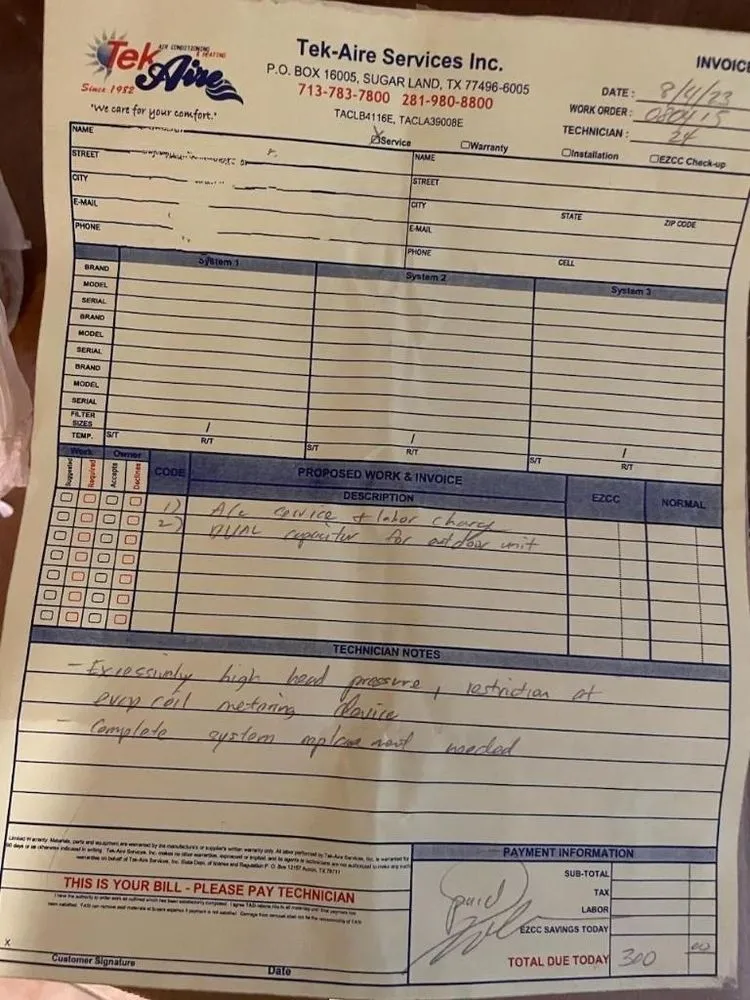 Slide of Tek Aire Services