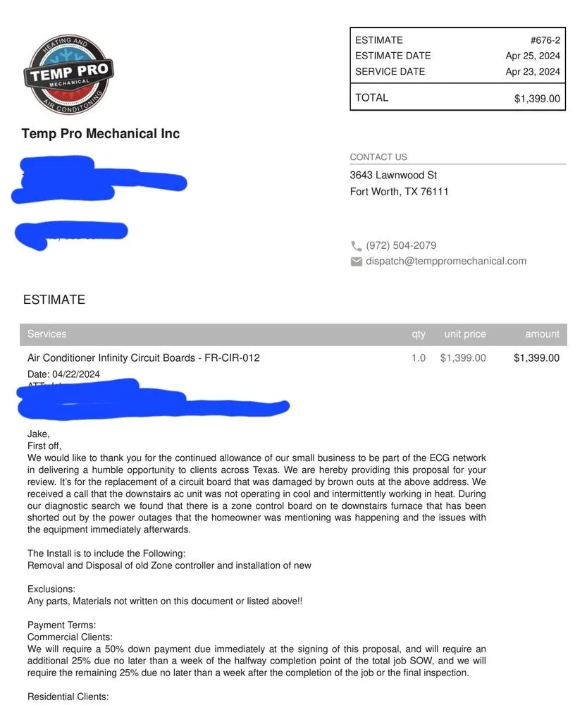 Slide of Temp Pro Mechanical