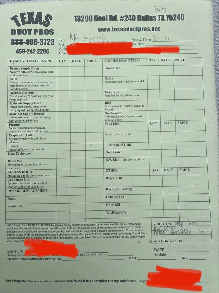 Slide of Texas Duct Pros