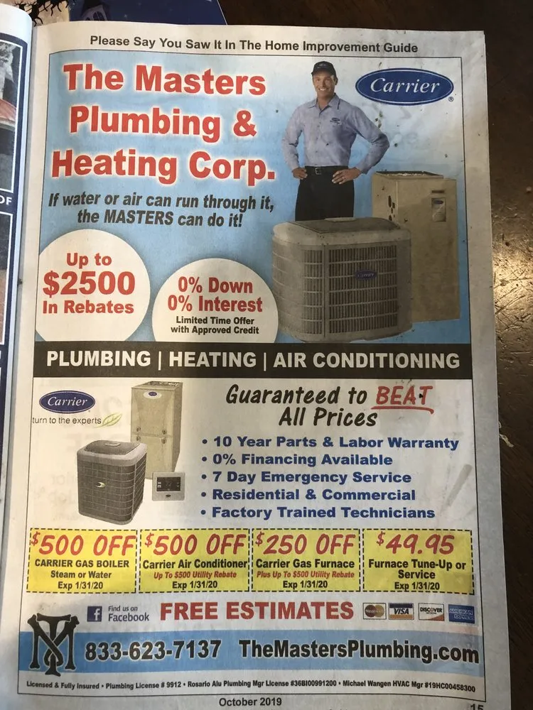 Top-rated heating and cooling service in Cream Ridge, NJ - The Masters Plumbing and Heating