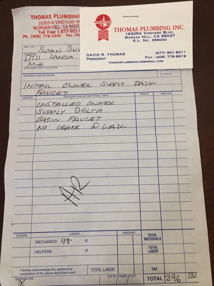 Slide of Thomas Plumbing & Heating