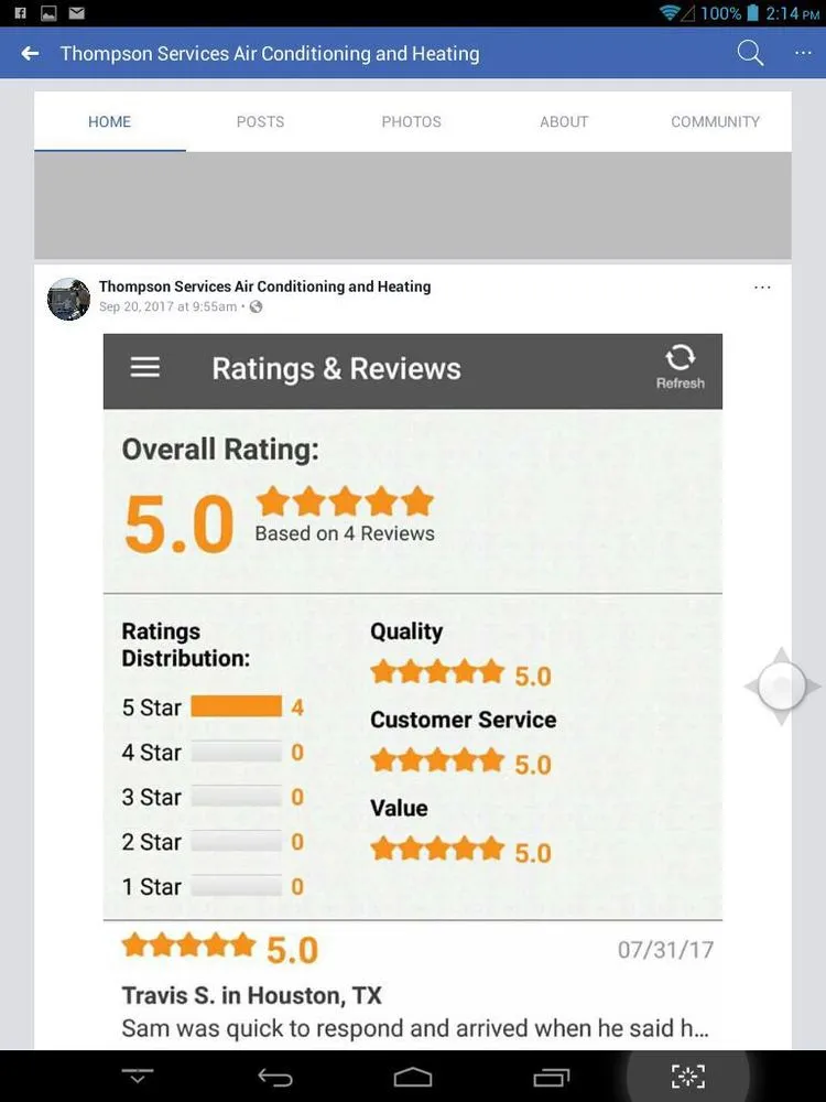 Slide of Thompson HVAC Services