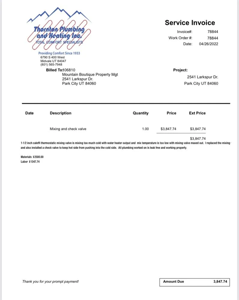 Slide of Thornton Plumbing and Heating