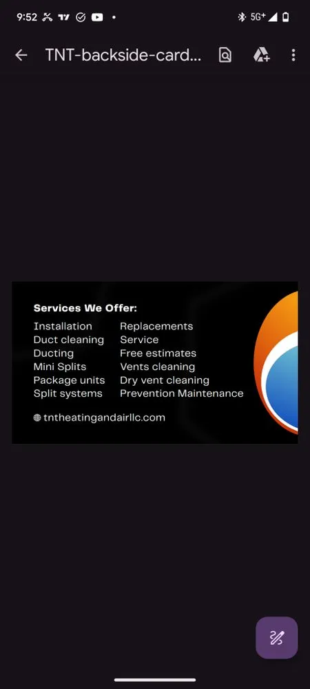 Slide of TNT Heating and Air