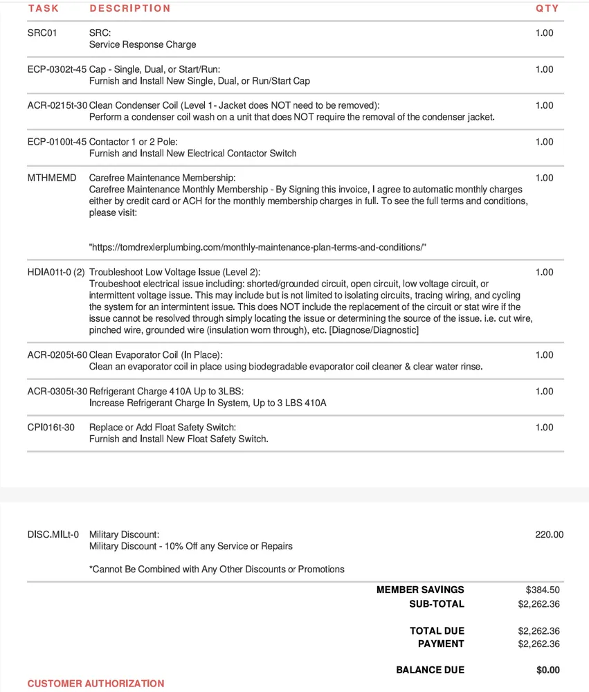Slide of Tom Drexler Plumbing Air & Electric