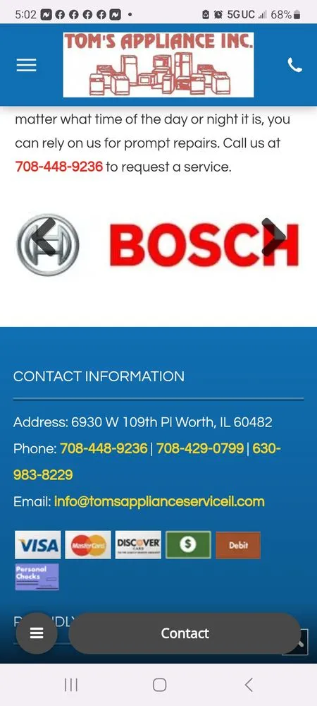 Slide of Tom's Appliance Service