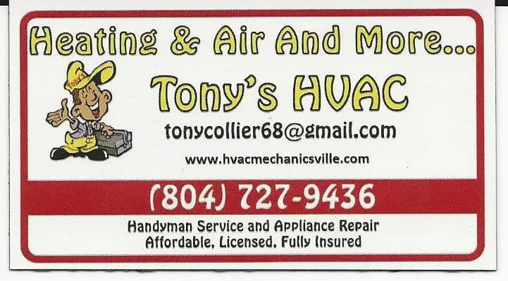 Slide of Tony's Heating & Air Handyman Services