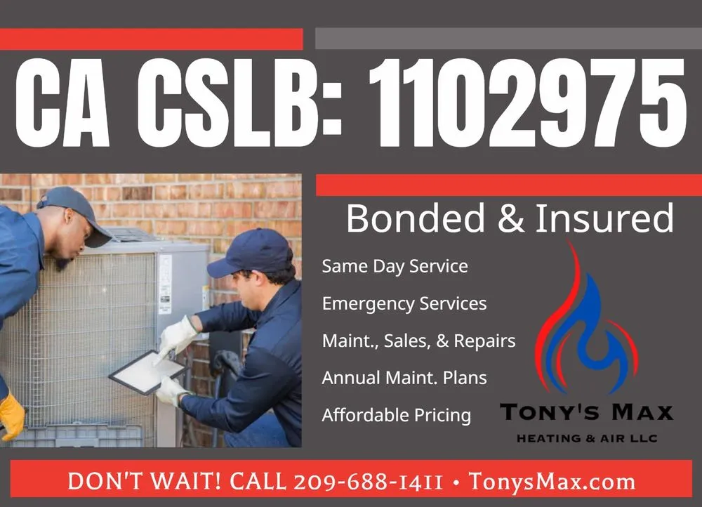 Slide of Tony's Max Heating & Air