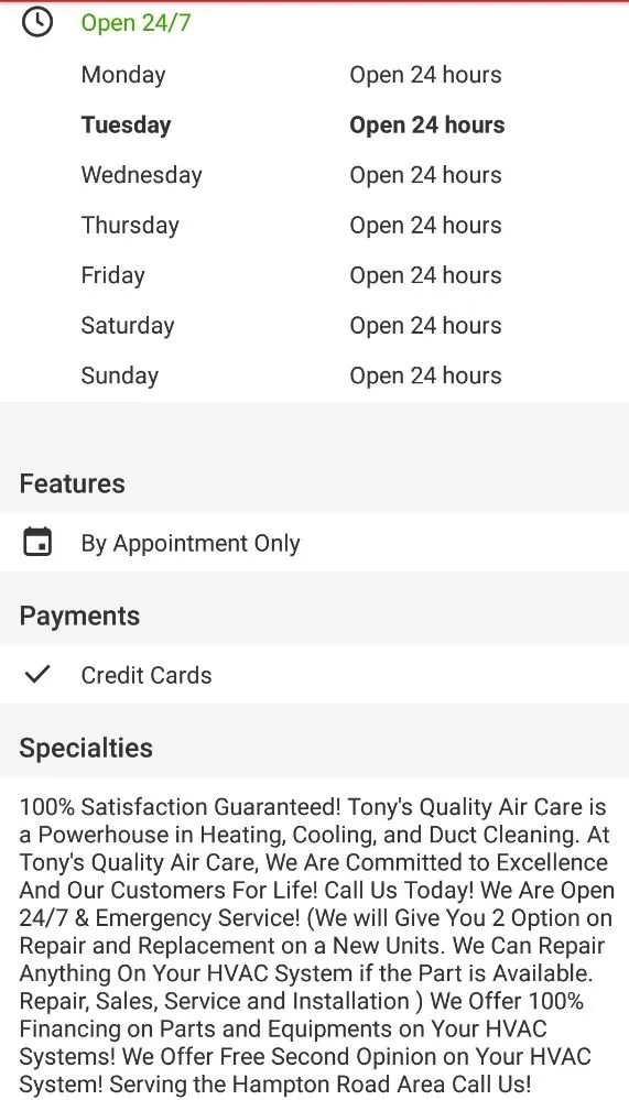 Slide of Tony's Quality Air Care