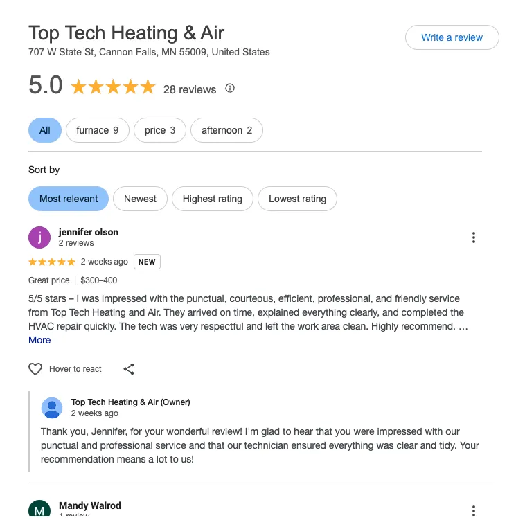 Slide of Top Tech Heating & Air