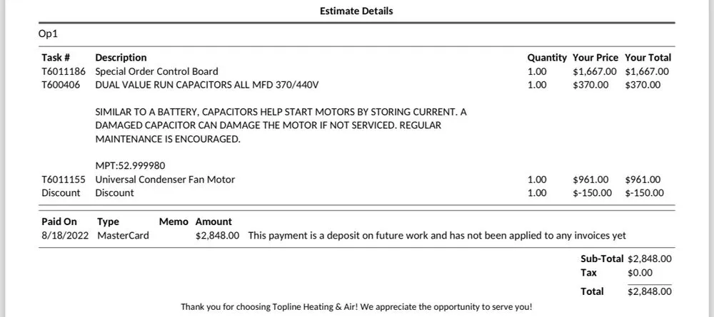 Slide of Topline Heating & Air