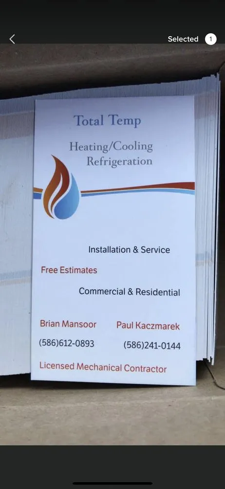 Slide of Total Temp Heating and Cooling