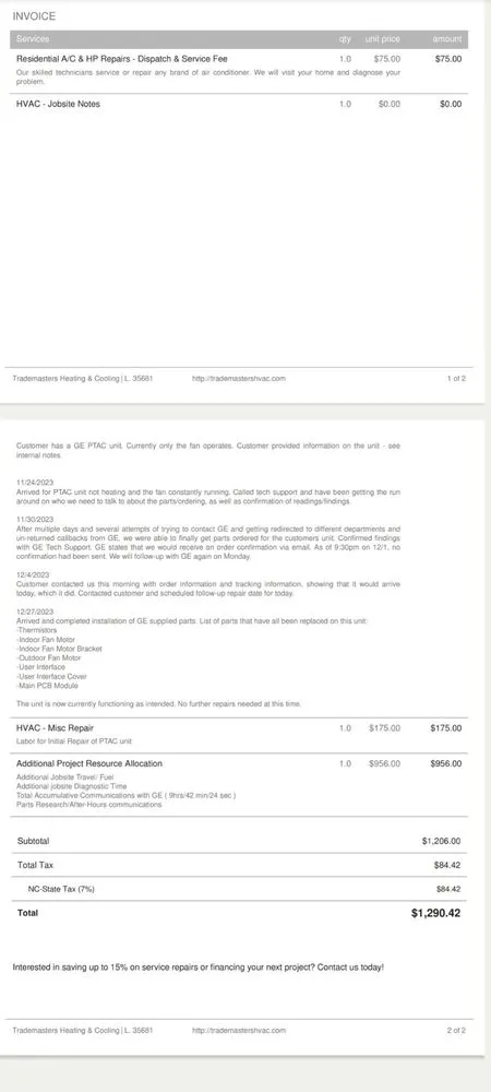 Slide of Trademasters Heating & Cooling