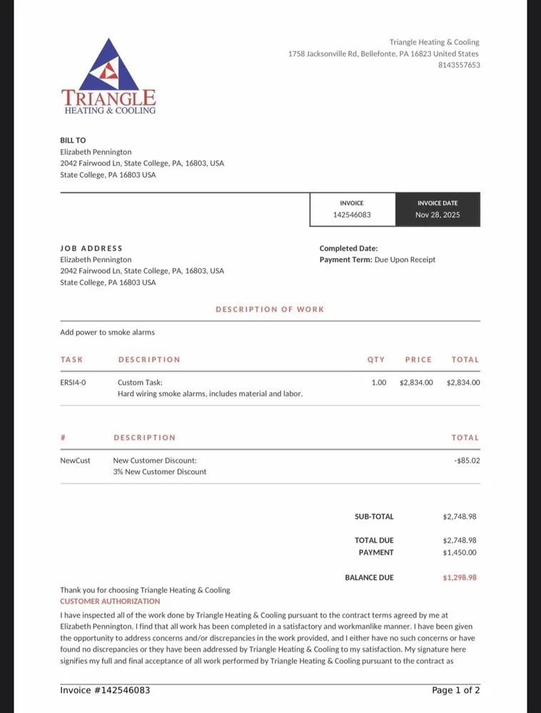 Slide of Triangle Heating, Cooling & Plumbing