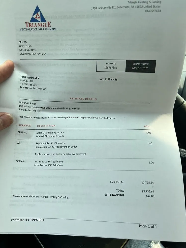 Slide of Triangle Heating, Cooling & Plumbing