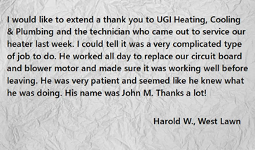 Slide of UGI Heating Cooling & Plumbing