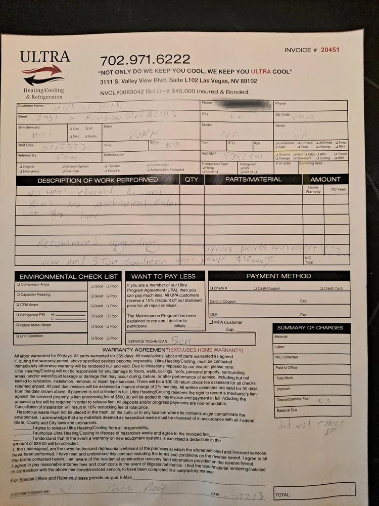 Slide of ULTRA Heating, Cooling and Refrigeration