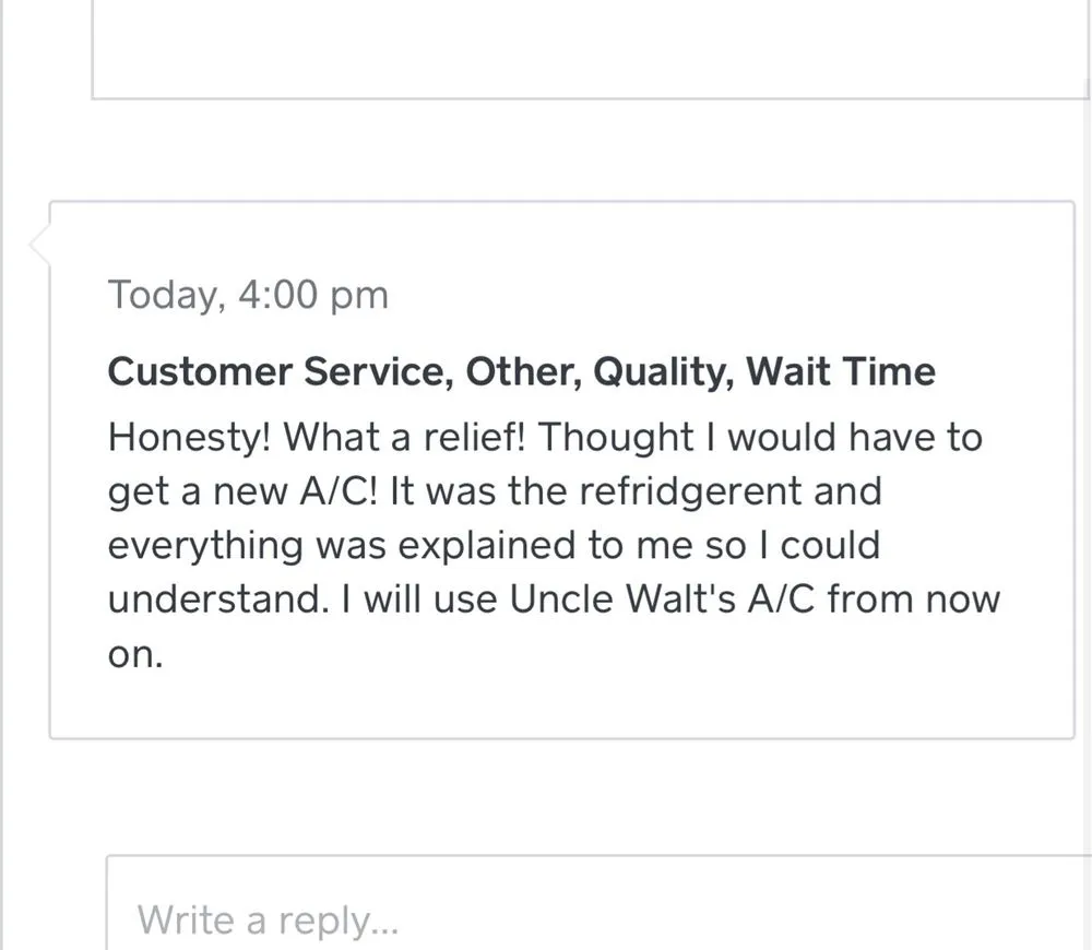 Slide of Uncle Walt's A/C Maintenance and Repair