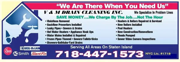 V & M Drain Cleaning Logo