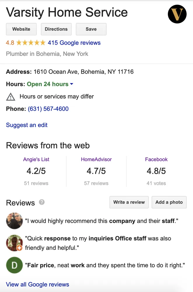 Slide of Varsity Home Service