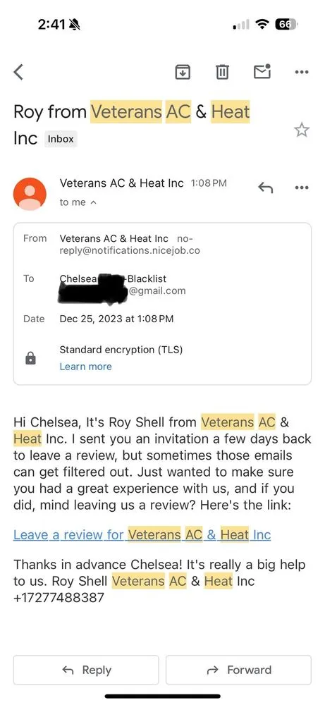 Slide of Veterans AC & Heat