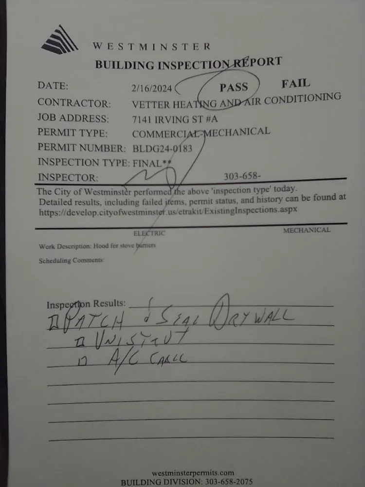 Slide of Vetter heating and air conditioning