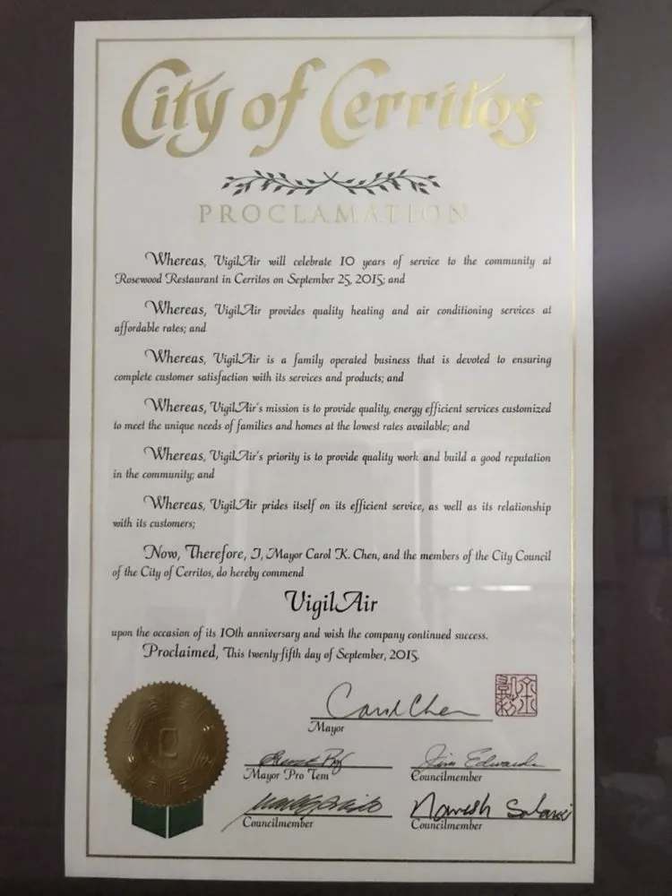 Slide of VigilAir Heating and Cooling