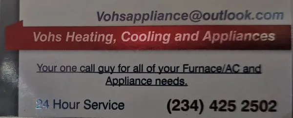 Vohs Heating Cooling & Appliances Logo