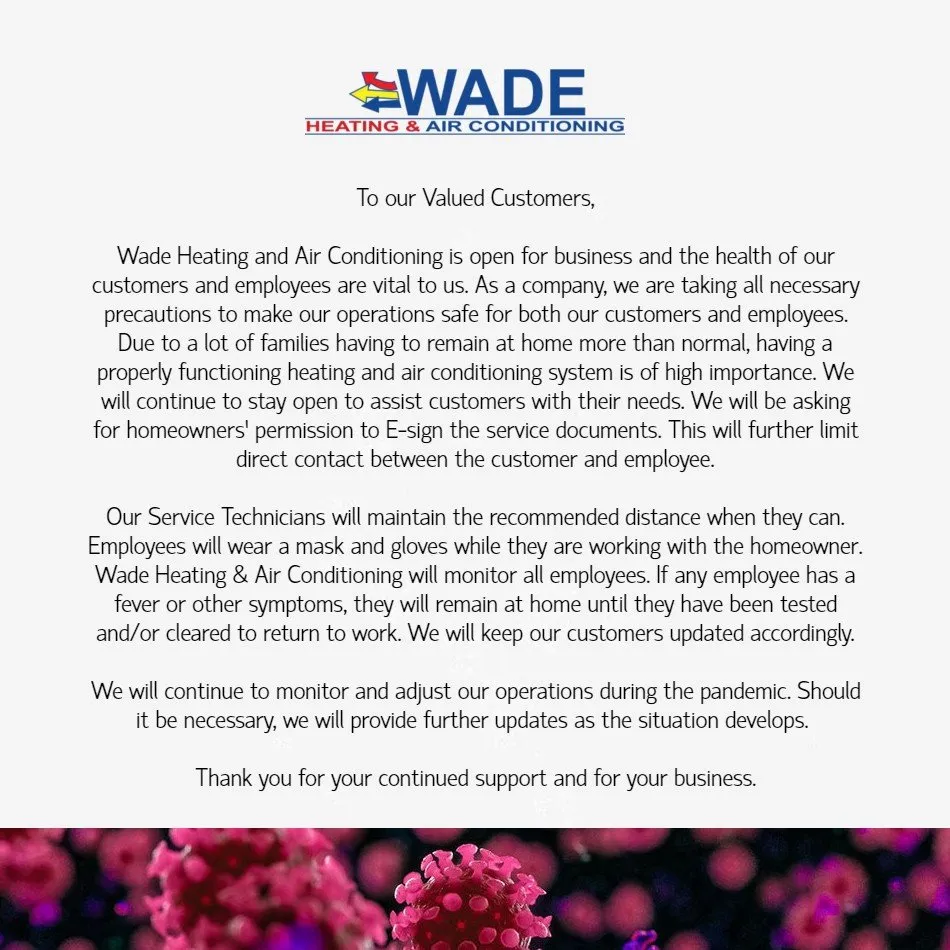 Slide of Wade Heating & Air Conditioning